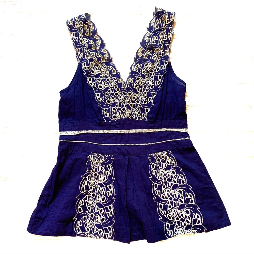 Anthropologie Floreat Peplum Sleeveless Top